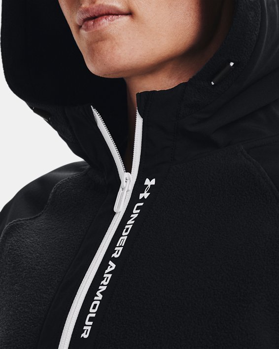 Damen UA RUSH™ Fleece-Hoodie mit durchgehendem Zip, Black, pdpMainDesktop image number 3